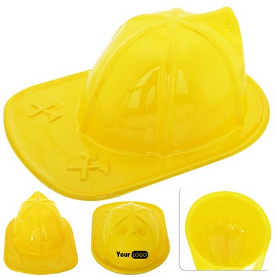 Customizable Yellow Plastic Firefighter Hat for Kids