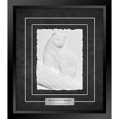 Spirit Bear (Black/Black) - Cast Paper Sculptured Art - Shadowbox Plaque 14.5"x16.5"