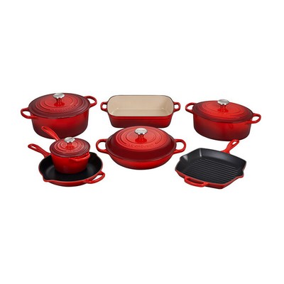 Le Creuset 11Pc Signature Cast Iron Ultimate Cookware Set Cerise