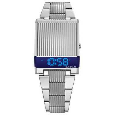 Bulova Watches Men's Computron Led Display Bracelet Watch, Silver Tone