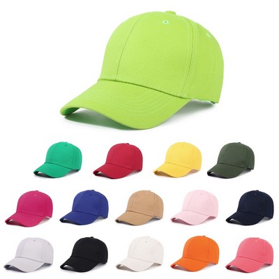 Stock Solid Color Cotton 6-Panel Baseball Cap w/ D-Ring Metal Buckle