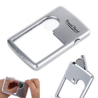 Silver Tone Square Double Mglass LED Illuminated Magnifying Glass