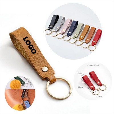 Leather Circle Keyring