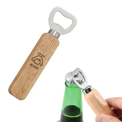 Natural Wood Stainless Steel Bottle Opener