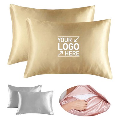 20" x 26" 2 Pcs Satin Pillowcase for Sleeping Women Soft Satin Pillow Case with Envelope Closure