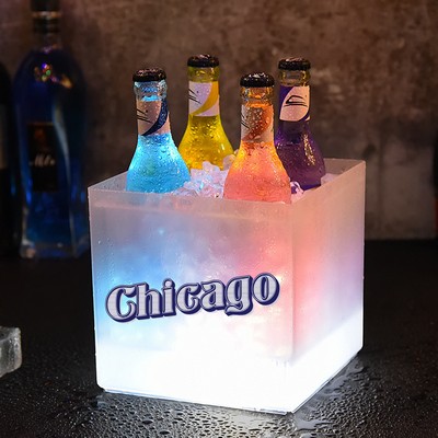 Square Double-Layer PP Glowing Ice Wine Bucket