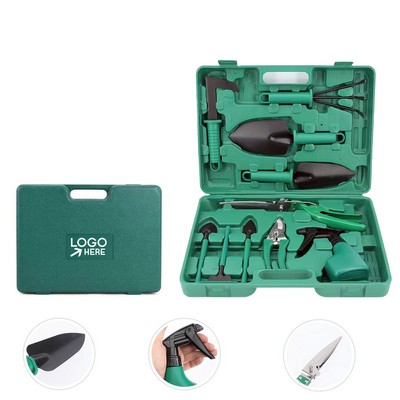 10 Pieces Gardening Tools Set with Carrying Case