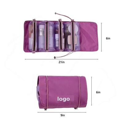 4-in-1 Nylon Detachable Roll Up Travel Cosmetic Makeup Bag