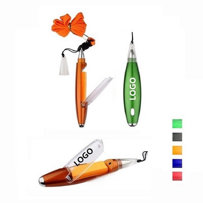 Multi-Function LED Lanyard Pen w/ Sticky Notes