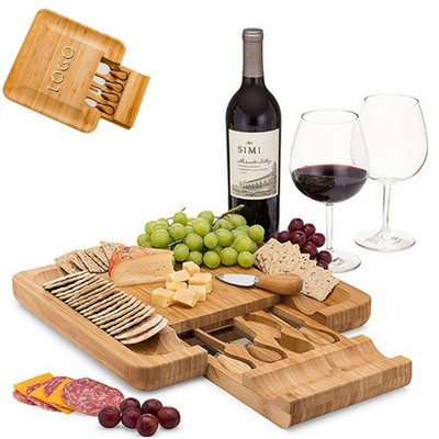 Bamboo Cheese Board And Knife Gift Set