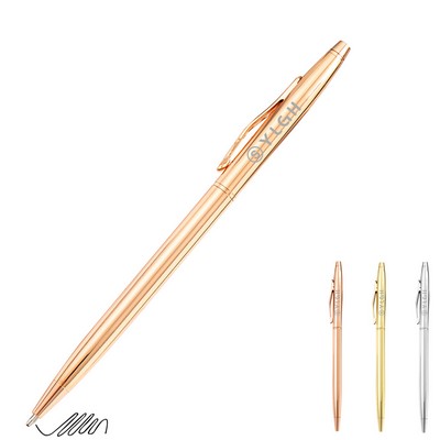 Smooth Slim Metal Pen With Curve Clip