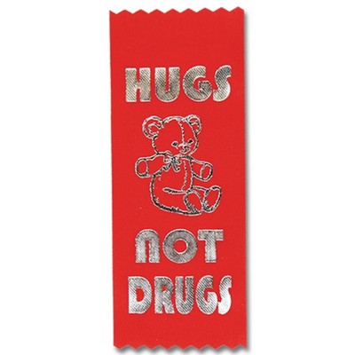 2"X5" Stock Drug Free "Hugs not Drugs" Ribbon