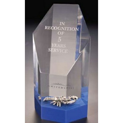 Lucite Slanted Front Obelisk Embedment Award w/ Colored Bottom