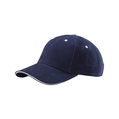 Structured Heavy Brushed Cotton Twill Cap w/ Sandwich Bill