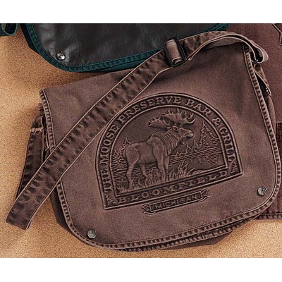 Embossed Canvas Messenger Bag