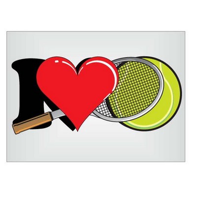 I Love Tennis w/ Racket Rectangle Badge w/ Bar Pin (2 1/2"x3 1/2")