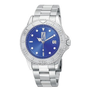 Ladies Stainless Steel Watch With Date And Blue Dial