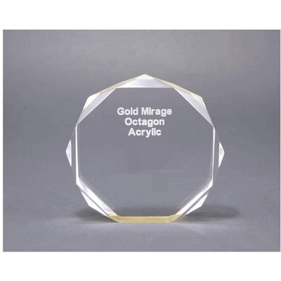 Octagon Acrylic Gold Reflective Award - 5" Diameter