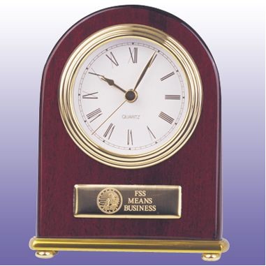 Rosewood Clock With G/P Accent - Arch Style