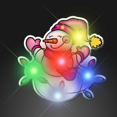 Snowman w/ Light Strand Flashing Pin - BLANK