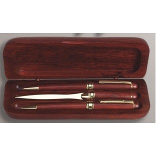 Wooden Pen/Pencil/Letter Opener Set w/Case