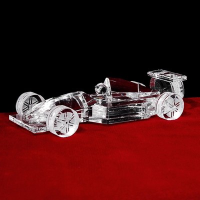 Crystal F1 Racing Car Sculpture w/Custom Etching (10")