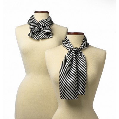 Black Saville Stripe Polyester Scarf - 8"x45"