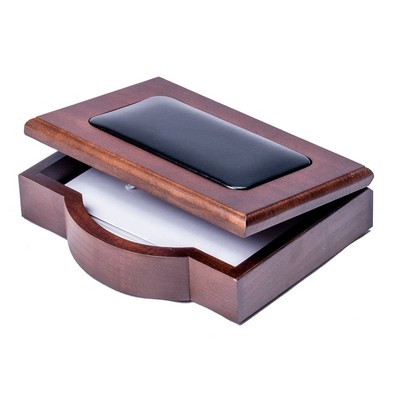 Walnut Wood & Leather Memo Holder (4"x6")