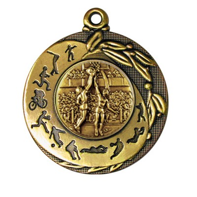 Stock Sport Silhouettes 2" Medal- Basketball Female