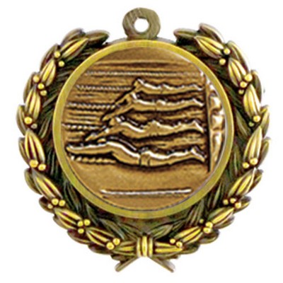 Stock Swimming Male Medal w/ Wreath Edge (1 1/4")