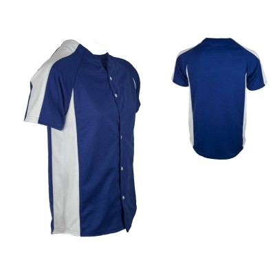 Youth Pro-Style Double Knit Poly Full Button Baseball Jersey Shirt w/ Contrast Side Panel