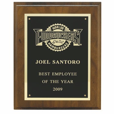 Walnut Finish Plaque w/Large Silk Screened Plate & Plain Border (6"x8")