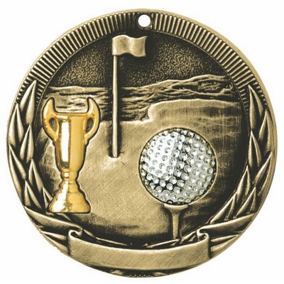 Golf, Tri-Colored Medal, 2"