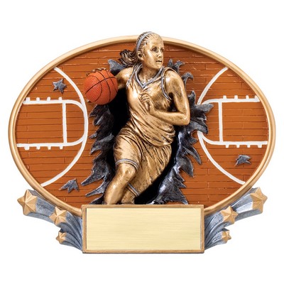 Basketball, Female Xplosion Oval Resin - 7-1/4" x 6" Tall