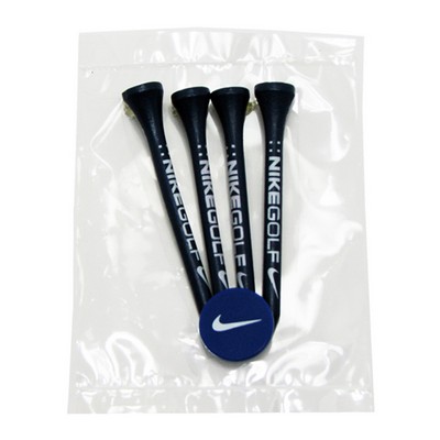 Golf Tee Poly Bag Set with 4 Tees & 1 Ball Marker