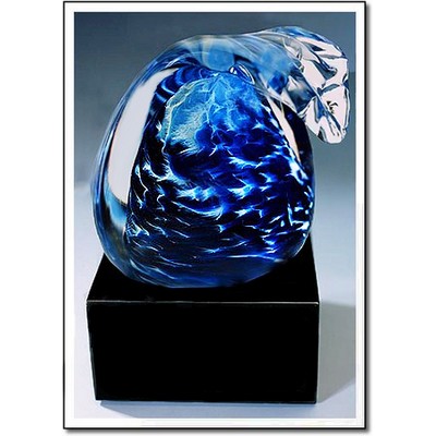 Blue Pacific Art Glass Sculpture w/o Marble Base (3"x3.5")