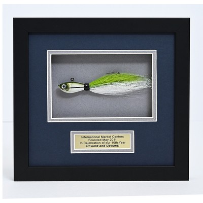 Gallery Matte Black shadow box frame for fishing lure.