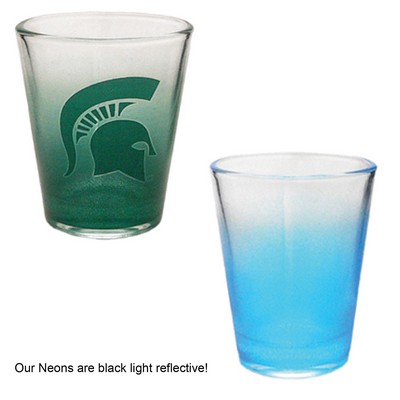 1.5 Oz. Neon Blue/Clear Shot Glass - Dishwasher Resistant - Precision Spot Color