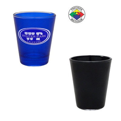 1.5 Oz. Cobalt Blue Shot Glass with Clear Bottom - Dishwasher Resistant - Precision Spot Color