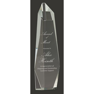 Impressive Crystal Facet Tower Award - 12'' H