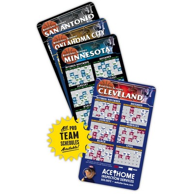 Magnet Sport Schedules - 3.5x6 Basketball Round Corners - 20 mil.