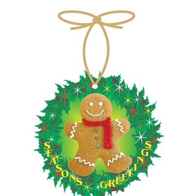 Gingerbread Man & Wreath Ornament w/ Mirrored Back (16 Square Inch)