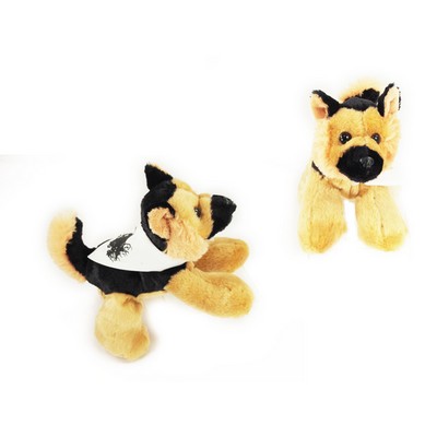 8" German Shepherd Stuffed Dog w/Bandana & One Color Imprint