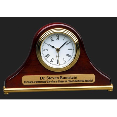 Stay On Time-Mantel Rosewood Piano Finish Desk Clock Award