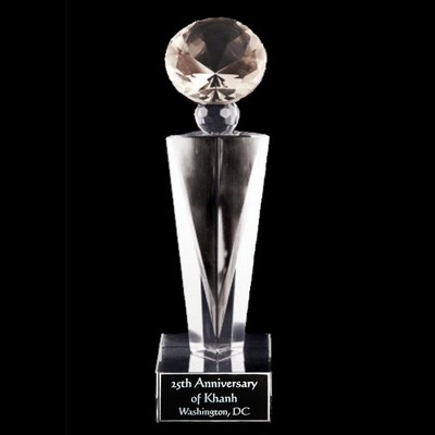 Solid Crystal Engraved Award - 12" extra large - Elegante Diamond