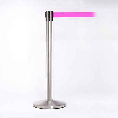 Matte Stainless Pole W/ 11' Heavy Duty Fluorescent Pink Belt W/ Lock