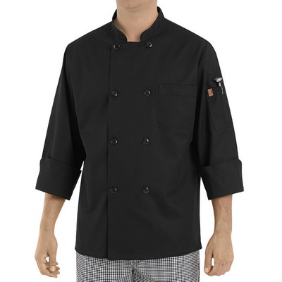 Red Kap Men's Eight-Button Black Chef Coat