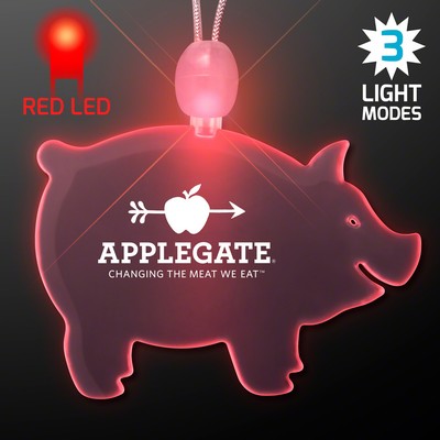 Acrylic Pig Shape Necklace w/Red LED - Domestic Print