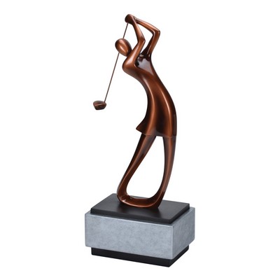 16" Bronze Modern Female Golf Resin Award