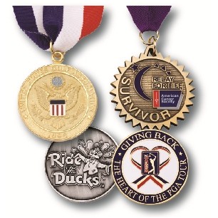 Gold or Silver Plated Brass Medals and Coins